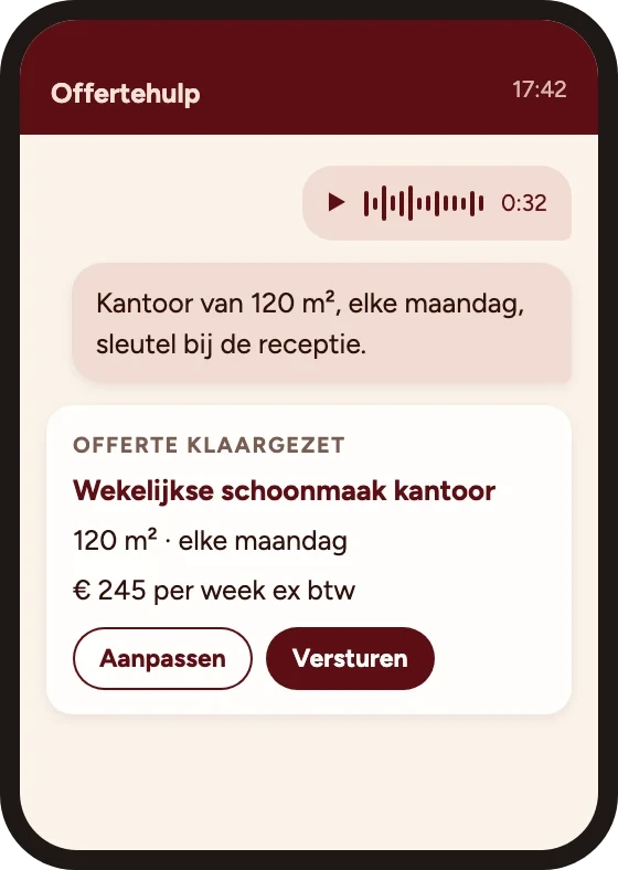 Telefoon met een ingesproken bericht en een klaargezette offerte