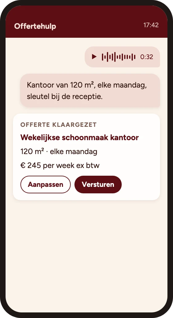 Telefoon met een ingesproken bericht en een klaargezette offerte