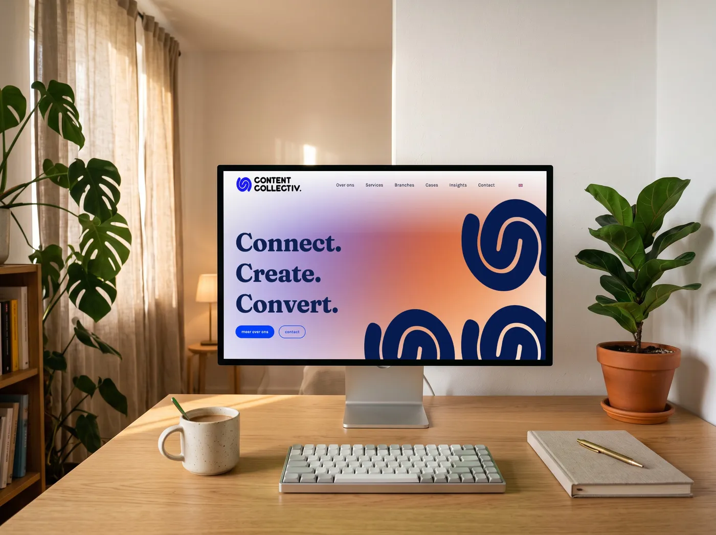 De website van Content Collectiv op een beeldscherm